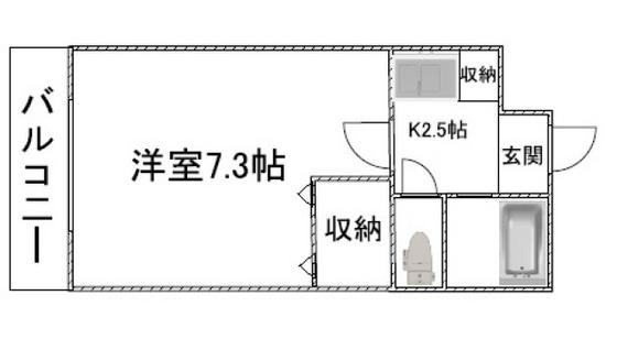 サンヒルズ古市(1K/4階)の間取り写真