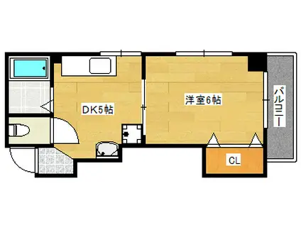 ラフィーネ段原(1DK/2階)の間取り写真