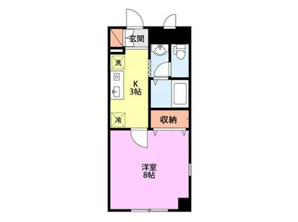 アバンウェル細貝(1K/1階)の間取り写真