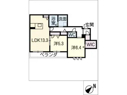 ラ・キャシェット北村(2LDK/1階)の間取り写真
