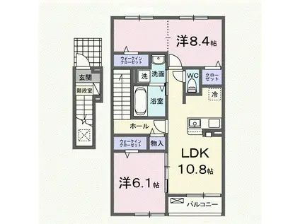 ラフィネ I(2LDK/2階)の間取り写真