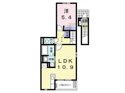ヴァルト(1LDK/2階)の間取り写真
