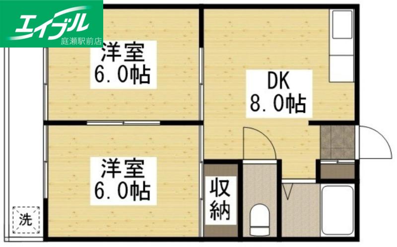 ハイツクレア(2DK/2階)の間取り写真
