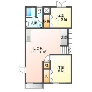 サンセール上道(2LDK/1階)の間取り写真
