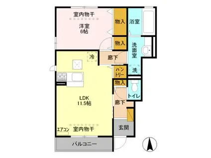 コスモソレイユ(1LDK/1階)の間取り写真