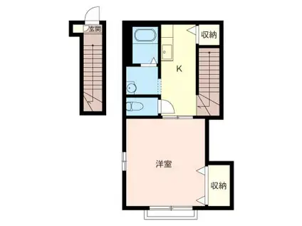 CUBE B(1K/1階)の間取り写真