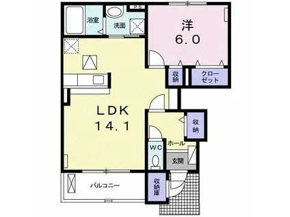 クレイン(1LDK/1階)の間取り写真