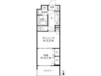 DUOSTAGE白金高輪(1DK/5階)の間取り写真