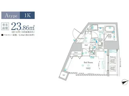 ラフィスタ横浜黄金町(1K/3階)の間取り写真