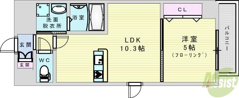LA PCHE KINOラ ペーシュ キノ(1LDK/2階)の間取り写真
