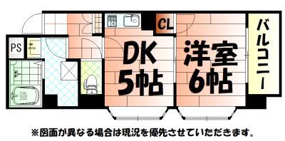 ハートピア鍛冶町(1DK/7階)の間取り写真