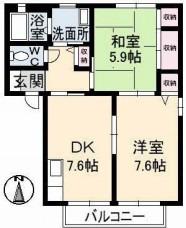 メゾンひまわりA棟(2DK/1階)の間取り写真
