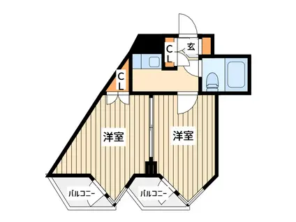 ステータス高倉(2K/2階)の間取り写真