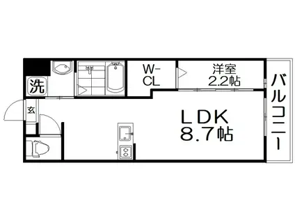 リアコート枚方御殿山サウス(1LDK/1階)の間取り写真