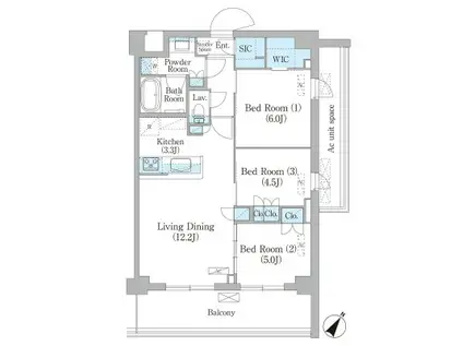 NIIYA平和台(3LDK/3階)の間取り写真