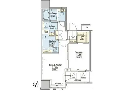 レジディアタワー上池袋(1LDK/18階)の間取り写真