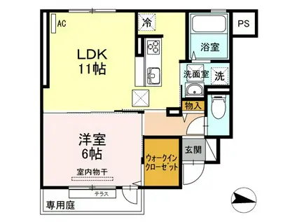 メイプル成章(1LDK/1階)の間取り写真