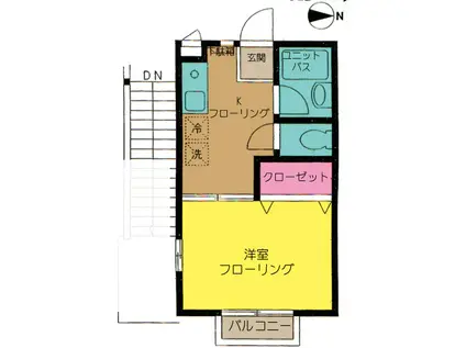 さくらハイム(1K/1階)の間取り写真