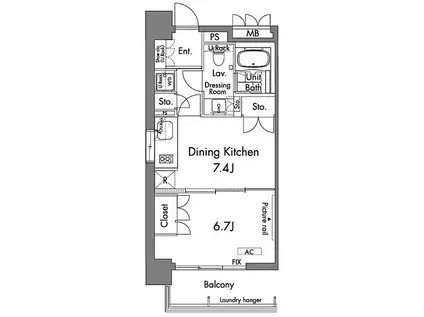 エステマール芝公園(1DK/8階)の間取り写真