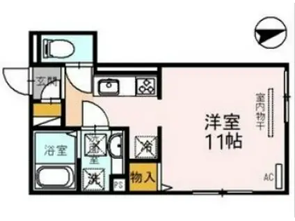 アヴェルラ京橋(ワンルーム/1階)の間取り写真