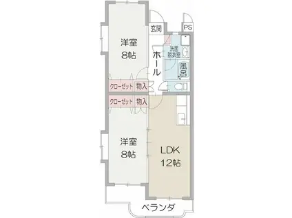 ジュネスIII(2LDK/2階)の間取り写真