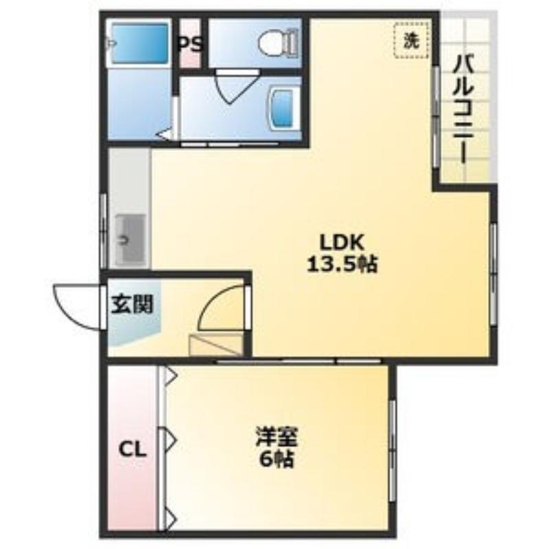 マンション山下(1LDK/4階)の間取り写真