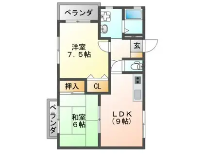 アネックスA(2LDK/2階)の間取り写真