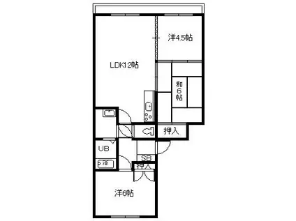 ハイエスト近文(3LDK/3階)の間取り写真