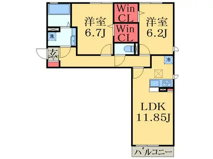 DROOM SAKURA.R(2LDK/1階)の間取り写真