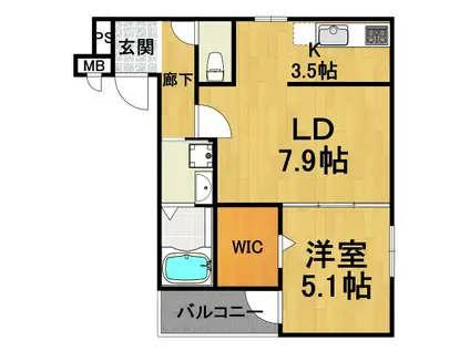 フジパレス武庫之荘駅北2番館(1LDK/1階)の間取り写真