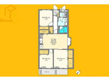 メゾンカルム中落合ノース(3LDK/3階)の間取り写真