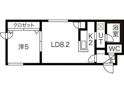 EXCELLENCE東札幌(1LDK/4階)の間取り写真