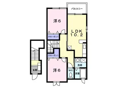 クリエースト(2LDK/2階)の間取り写真