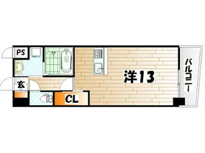 ロイヤルノースナイン(1K/12階)の間取り写真