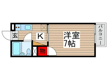 カーサベルデB(1K/2階)の間取り写真