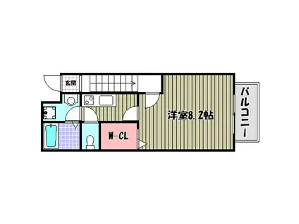 アスピリアヴィータ大美野(1K/2階)の間取り写真