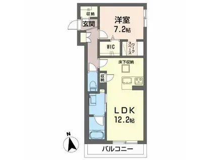 リオリエント九重(1LDK/1階)の間取り写真