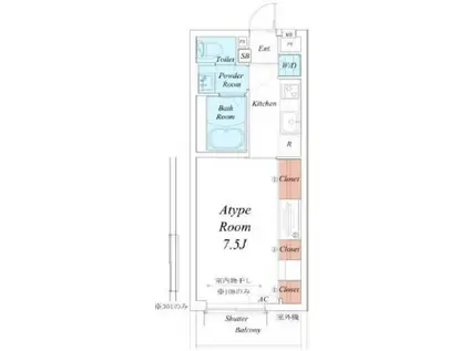 リブリ・溝の口I(1K/1階)の間取り写真