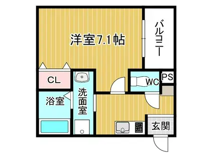 ココングランジュール川西小花(1K/3階)の間取り写真