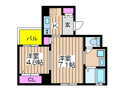 アモーレ ホンマチ ウエスト(2K/2階)の間取り写真