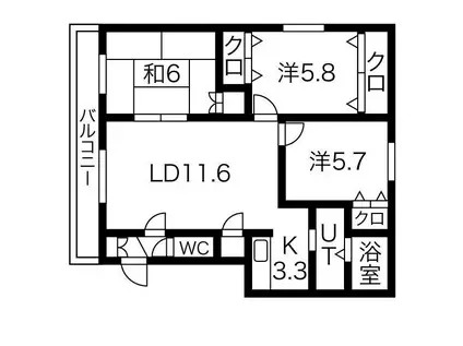 エーデルハイム(3LDK/1階)の間取り写真