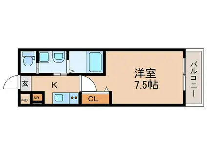 リアコート枚方御殿山町サウス(1K/2階)の間取り写真