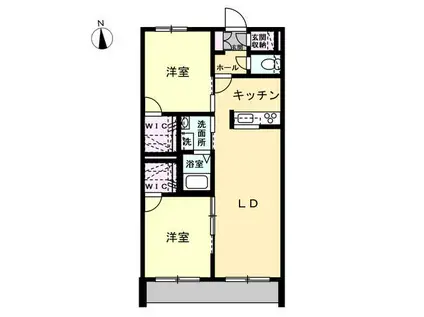 ディアマン ノアール(2LDK/1階)の間取り写真