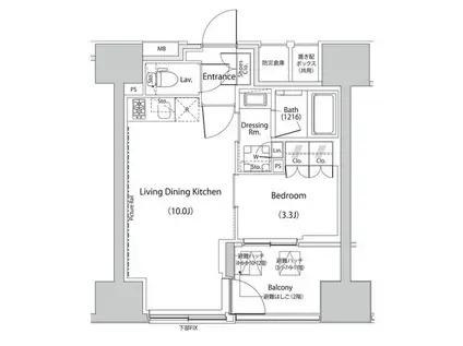 ザ・パークハビオ人形町レジデンス(1LDK/10階)の間取り写真
