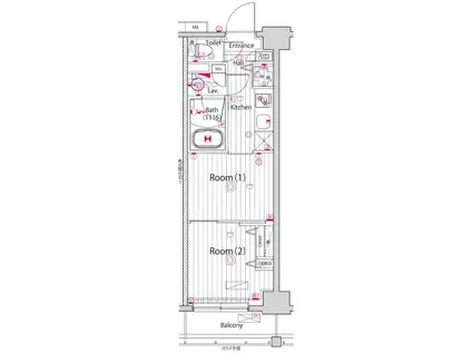 グランド・ガーラ大島(2K/4階)の間取り写真