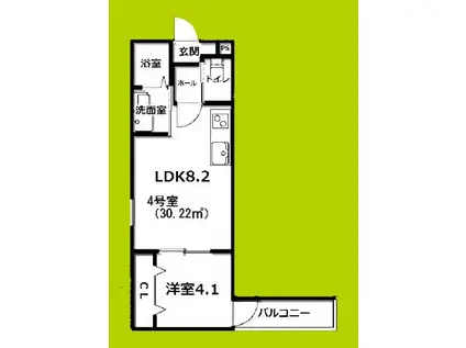KITASUKEMATU PLASE ノース(1LDK/1階)の間取り写真