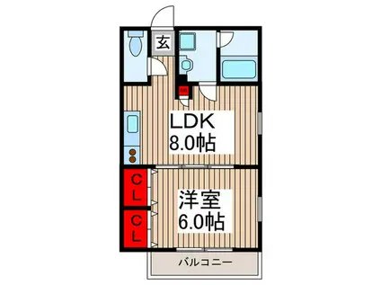 ARENA ROSSO(1LDK/2階)の間取り写真