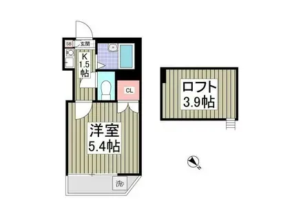 フリーダムA棟(1K/1階)の間取り写真