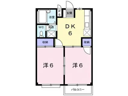 エルディムシャルマン C(2DK/2階)の間取り写真
