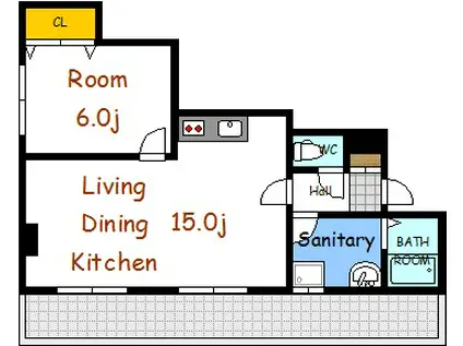 CASA&N住吉町(1LDK/6階)の間取り写真